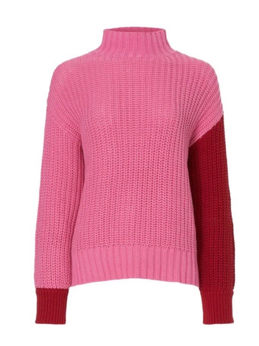 NWT Central Park West Chelsea Pink And Red Turtleneck Sweater XS